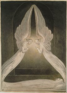 Cristo en el sepulcro, custodiado por ángeles de William Blake